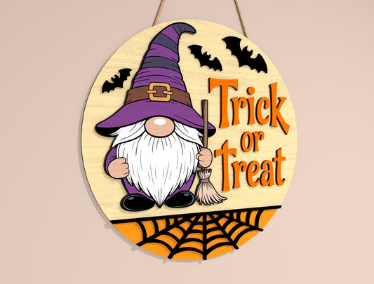 Trick or Treat Halloween Door Hanger SVG Set for Glowforge xTool LightBurn 2 Designs