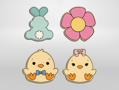 Easter Stud Earrings SVG Bundle Bunny Chick Floral for LightBurn and xTool