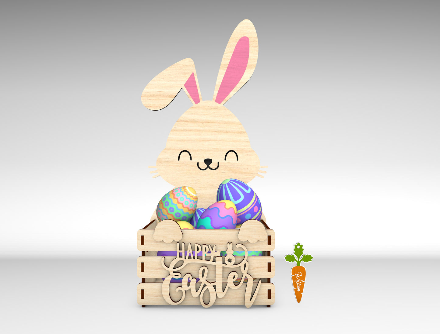 Personalized Easter Bunny Basket SVG Bundle for LightBurn and xTool