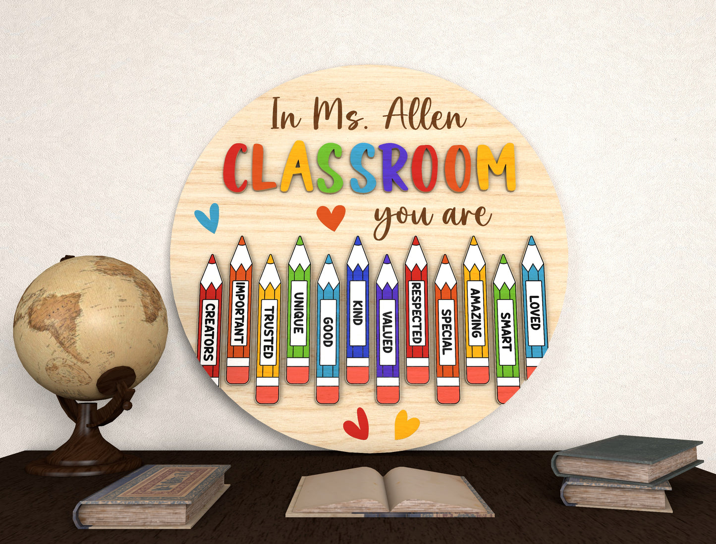 Personalized Round Classroom Door Sign SVG for Glowforge Users