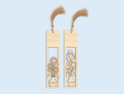 Floral Vase Bookmark SVG Bundle Teacher Appreciation Laser Cut File for Glowforge and xTool