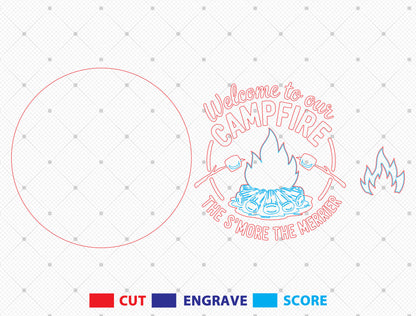 “Welcome to Our Campfire” Door Sign SVG for LightBurn and Glowforge