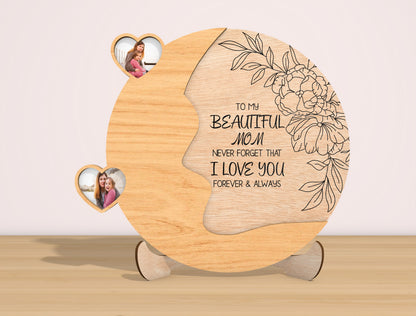 Personalized Mom Photo Frame SVG Mother Silhouette Laser Cut File for Glowforge and xTool