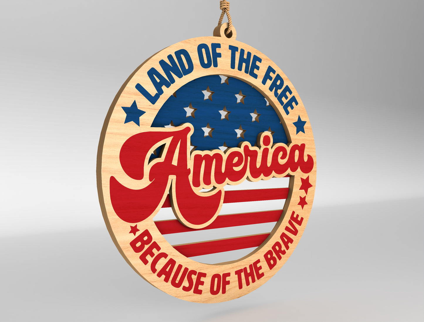Land of the Free America Ornament SVG for Glowforge and xTool