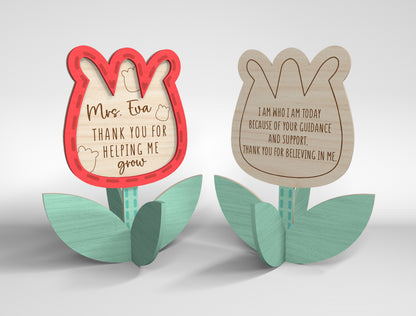 Personalized Teacher Flower Tabletop SVG Bundle for Glowforge and xTool