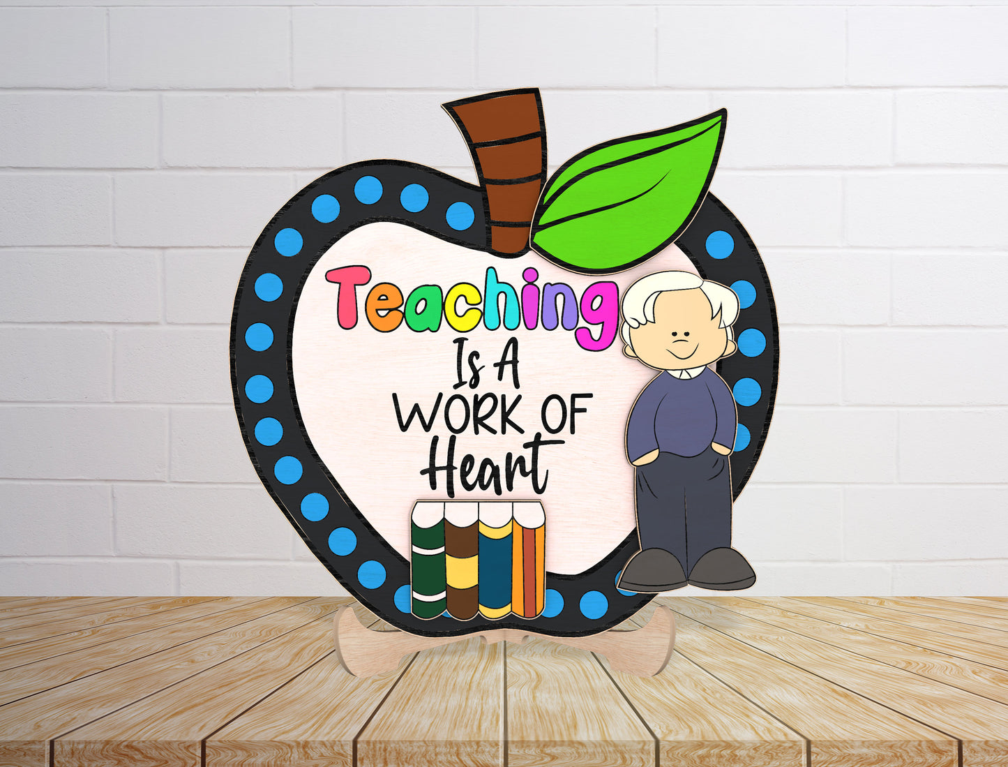 Teacher Apple Tabletop Sign SVG Laser Cut File for LightBurn