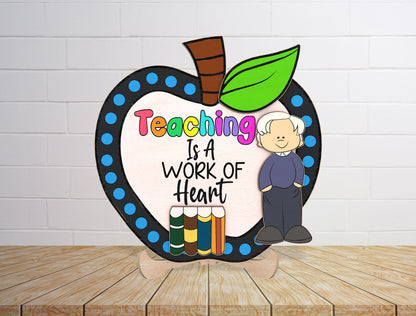 Teacher Apple Tabletop Sign SVG Laser Cut File for LightBurn