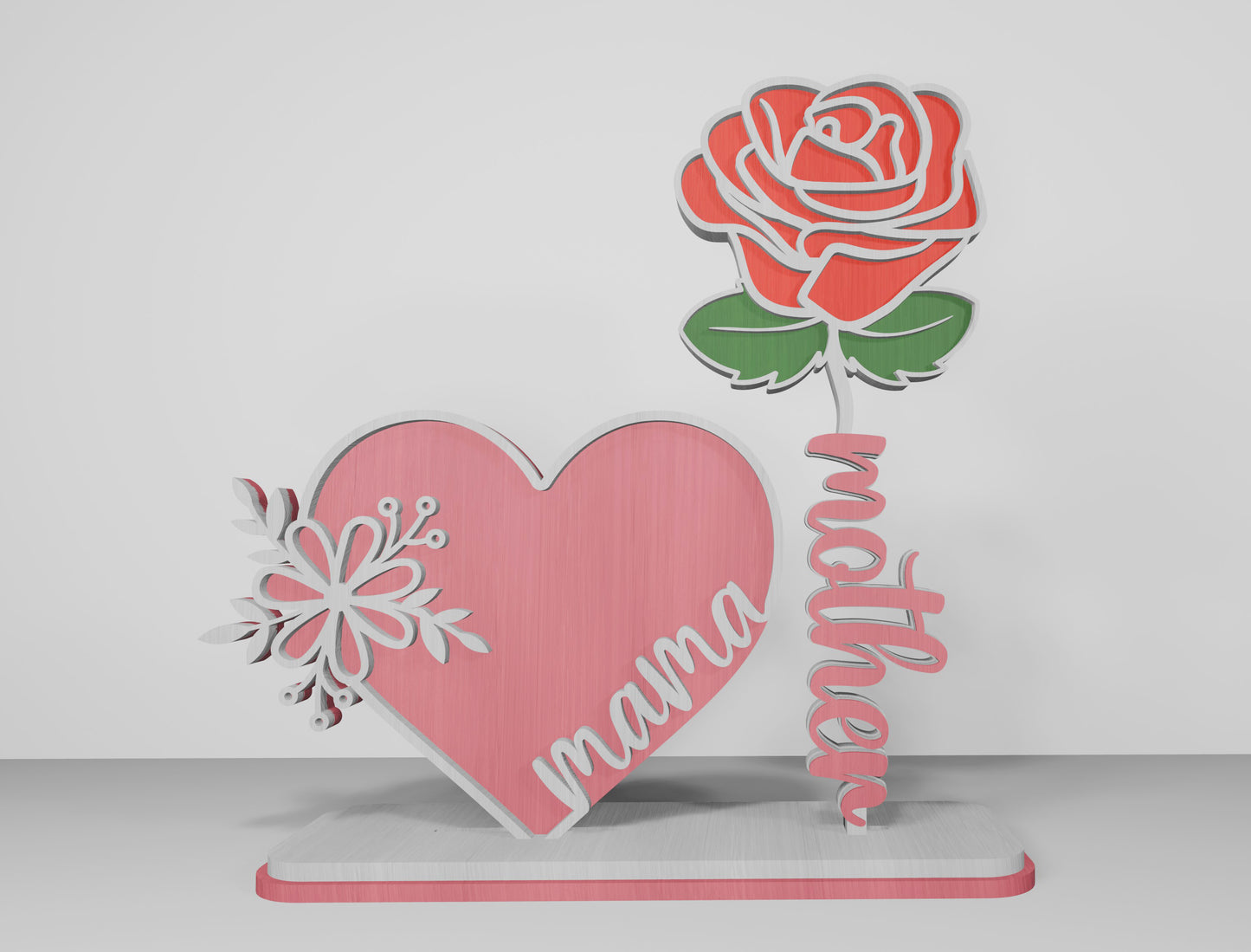 Rose Mom Tabletop Decor SVG Bundle Mother's Day for LightBurn