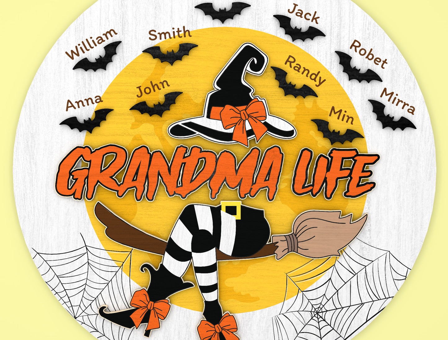 Grandma Life Witch Halloween Door Sign SVG Laser Cut File for Glowforge xTool LightBurn