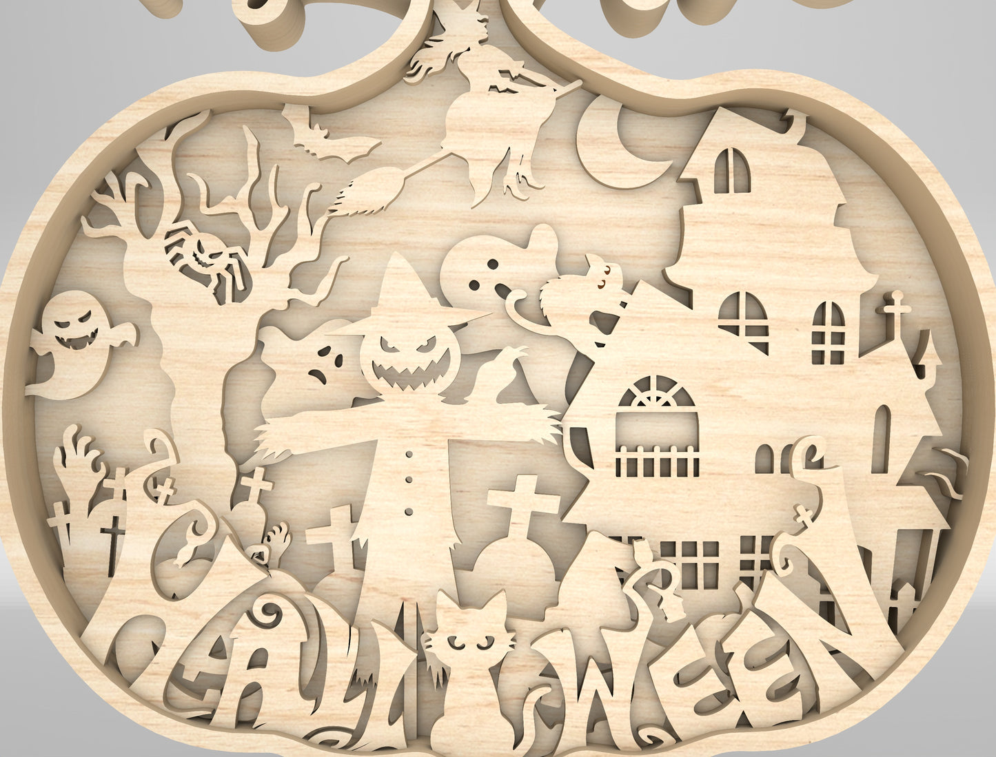 Halloween Pumpkin Multilayer SVG 10 Inch for Glowforge xTool LightBurn