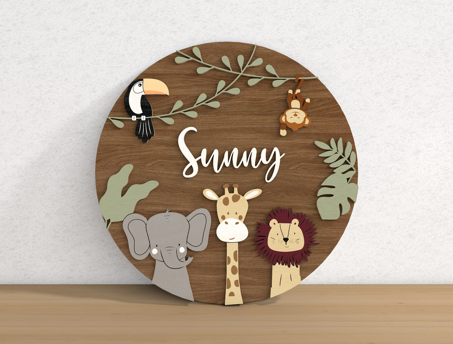 Personalized Safari Baby Name SVG File for xTool LightBurn