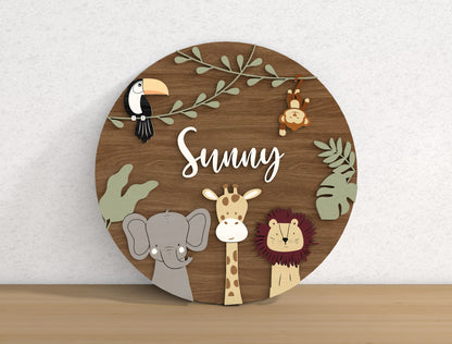 Personalized Safari Baby Name SVG File for xTool LightBurn