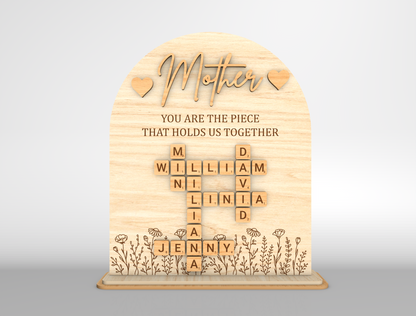 Personalized Mom Crossword Sign SVG for Glowforge and LightBurn