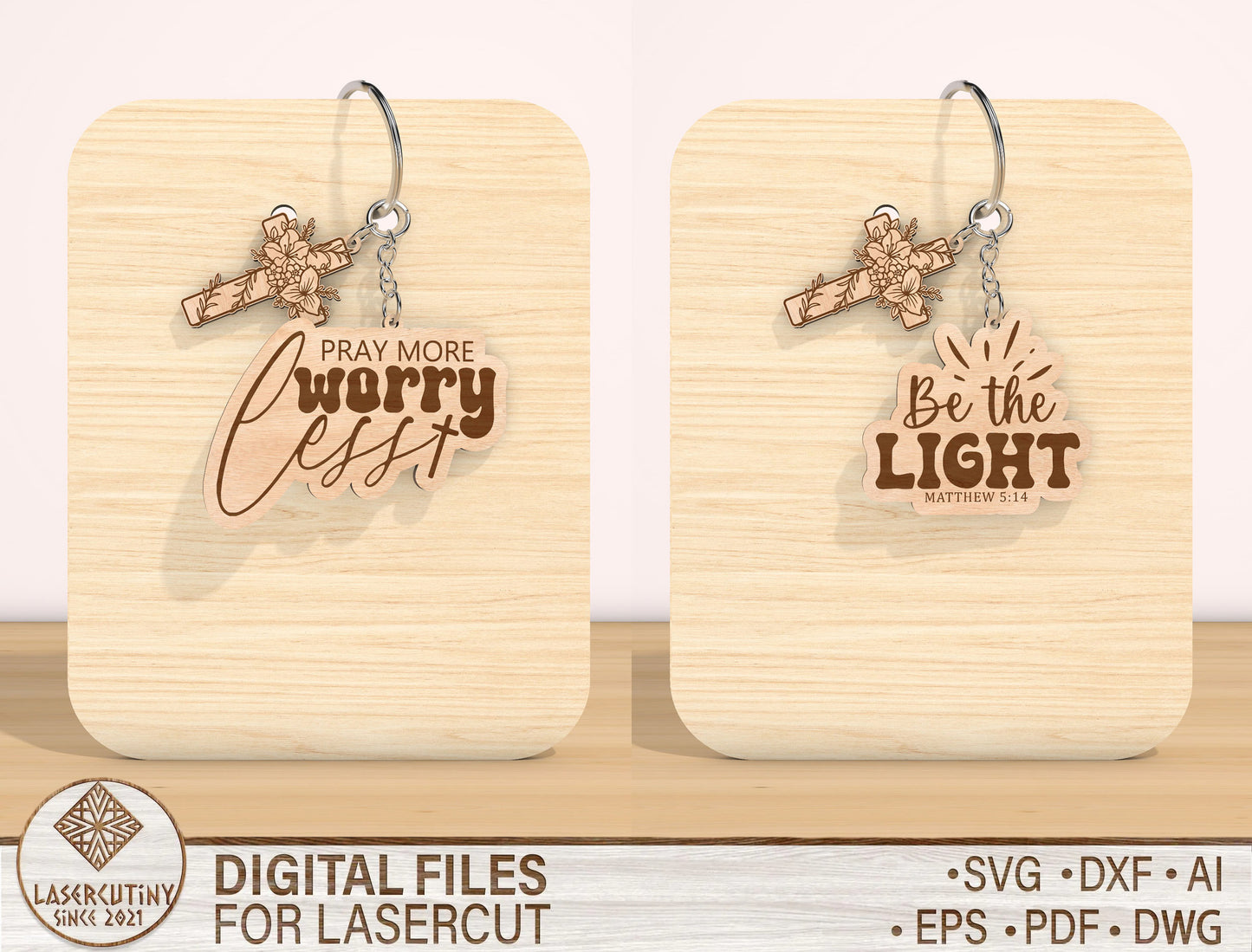 Christian Keychain SVG Bundle Bible Verse 12 Designs for Glowforge