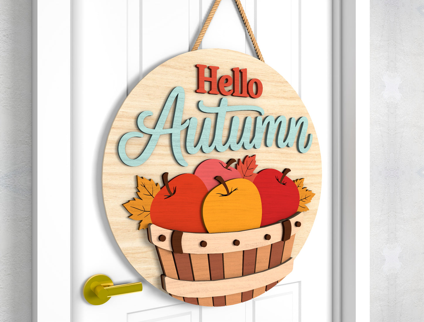 Happy Harvest Scarecrow and Hello Autumn Door Hanger SVG Set for Glowforge xTool LightBurn 2 Designs