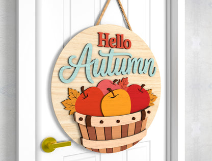 Happy Harvest Scarecrow and Hello Autumn Door Hanger SVG Set for Glowforge xTool LightBurn 2 Designs