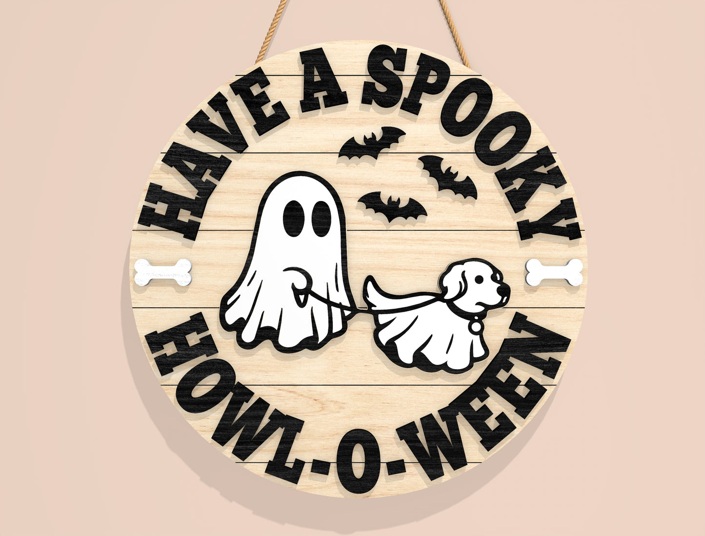 Spooky Ghost Dog Door Sign SVG Bundle for Glowforge xTool LightBurn