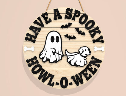 Spooky Ghost Dog Door Sign SVG Bundle for Glowforge xTool LightBurn