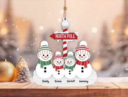 Personalized Family Snowman North Pole Ornament SVG 5