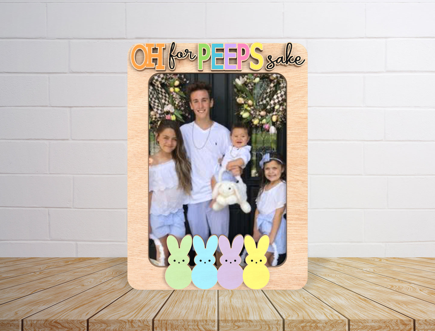 Personalized Easter Bunny Family Photo Frame Laser Cut File | Oh For Peeps Sake | Glowforge, xTool, LightBurn, etc.