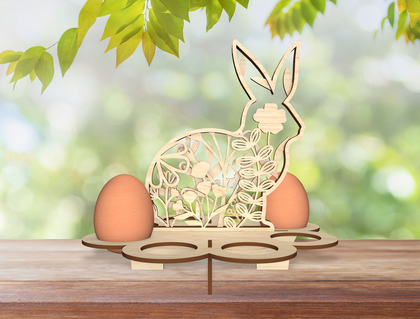 Easter Bunny Egg Holder Stand SVG Floral Rabbit 5 Designs for LightBurn
