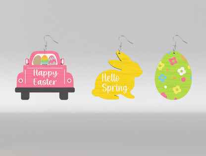 Easter Day Earrings SVG Set 19 Cute Spring Jewelry for Glowforge and xTool