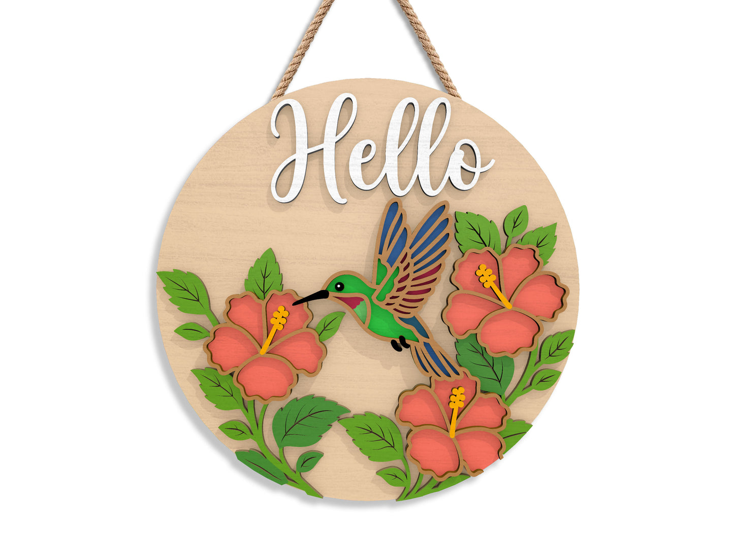 Summer Hummingbird Floral Sign Bundle SVG Laser Cut File for xTool and Glowforge