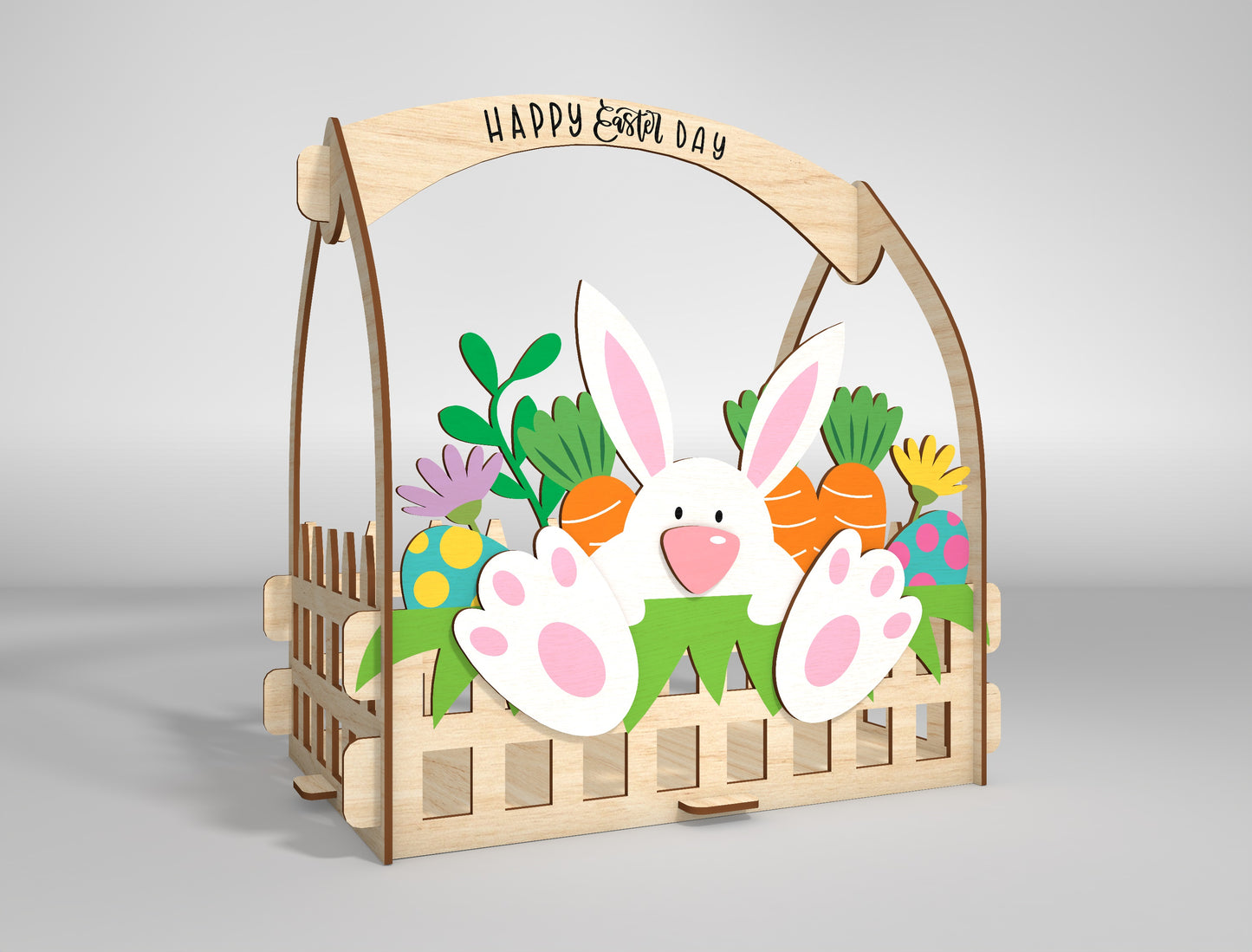 Bunny Easter Basket Holder SVG Spring 2 Designs for LightBurn and Glowforge