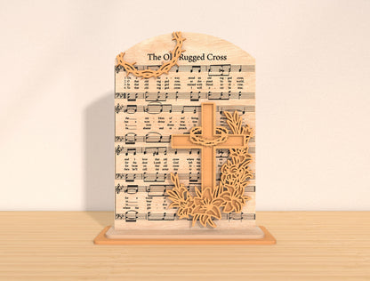 Multilayer Cross Hymn SVG Bundle Christian Music Sheet for Glowforge