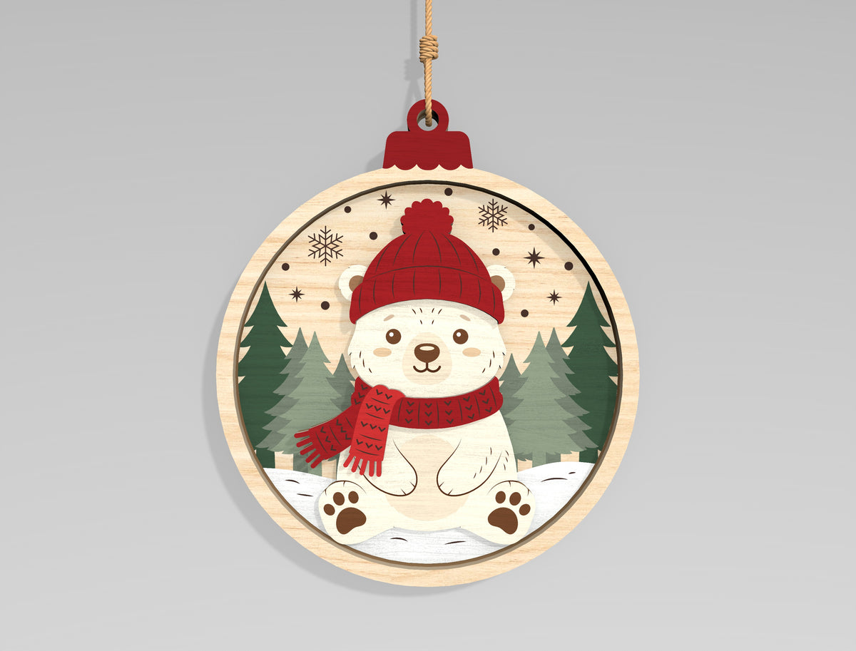 Christmas Woodland Animal Ornament SVG Bundle Laser Cut Files