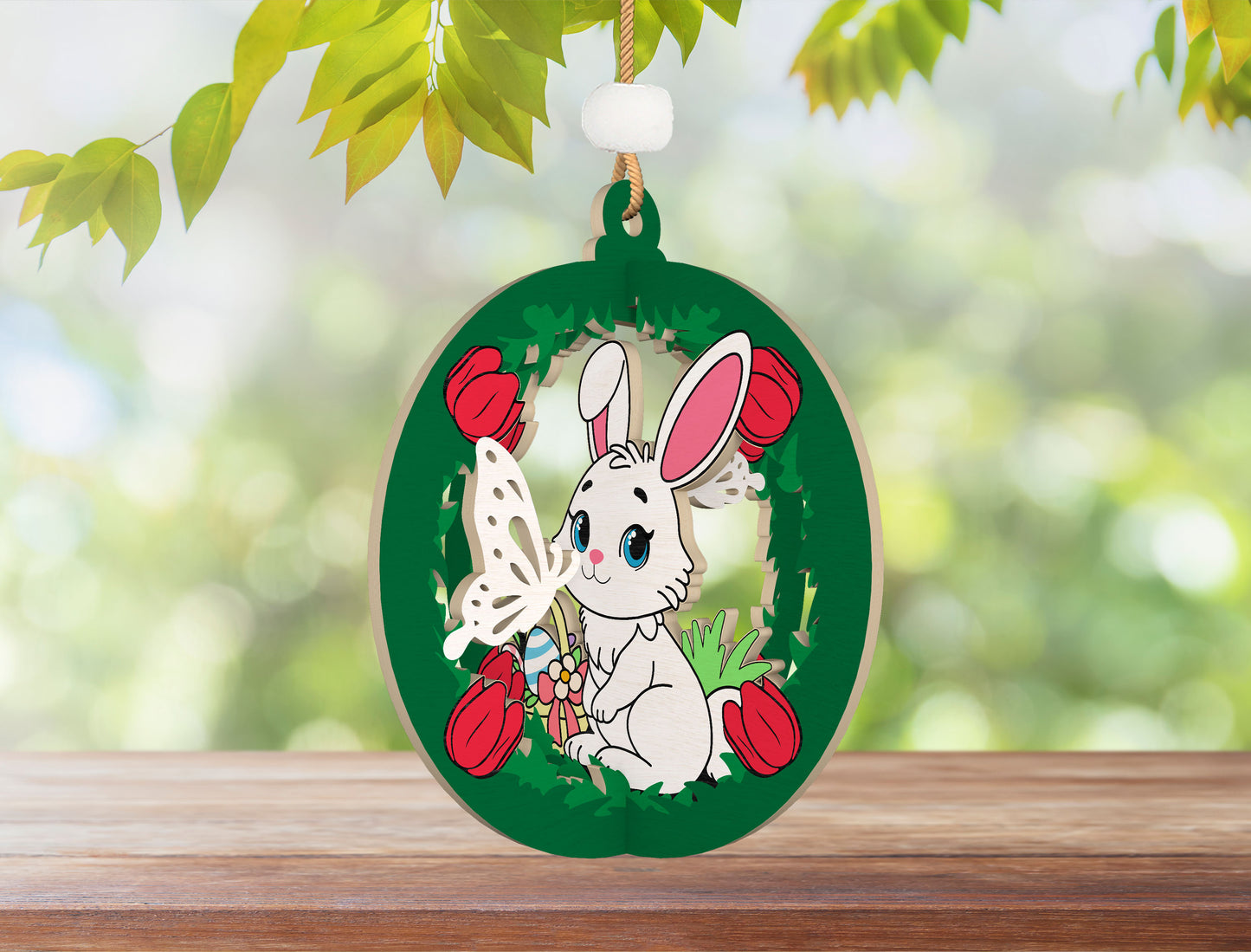 Easter Bunny Ornament SVG Bundle Cute Egg Basket Easter for LightBurn and xTool