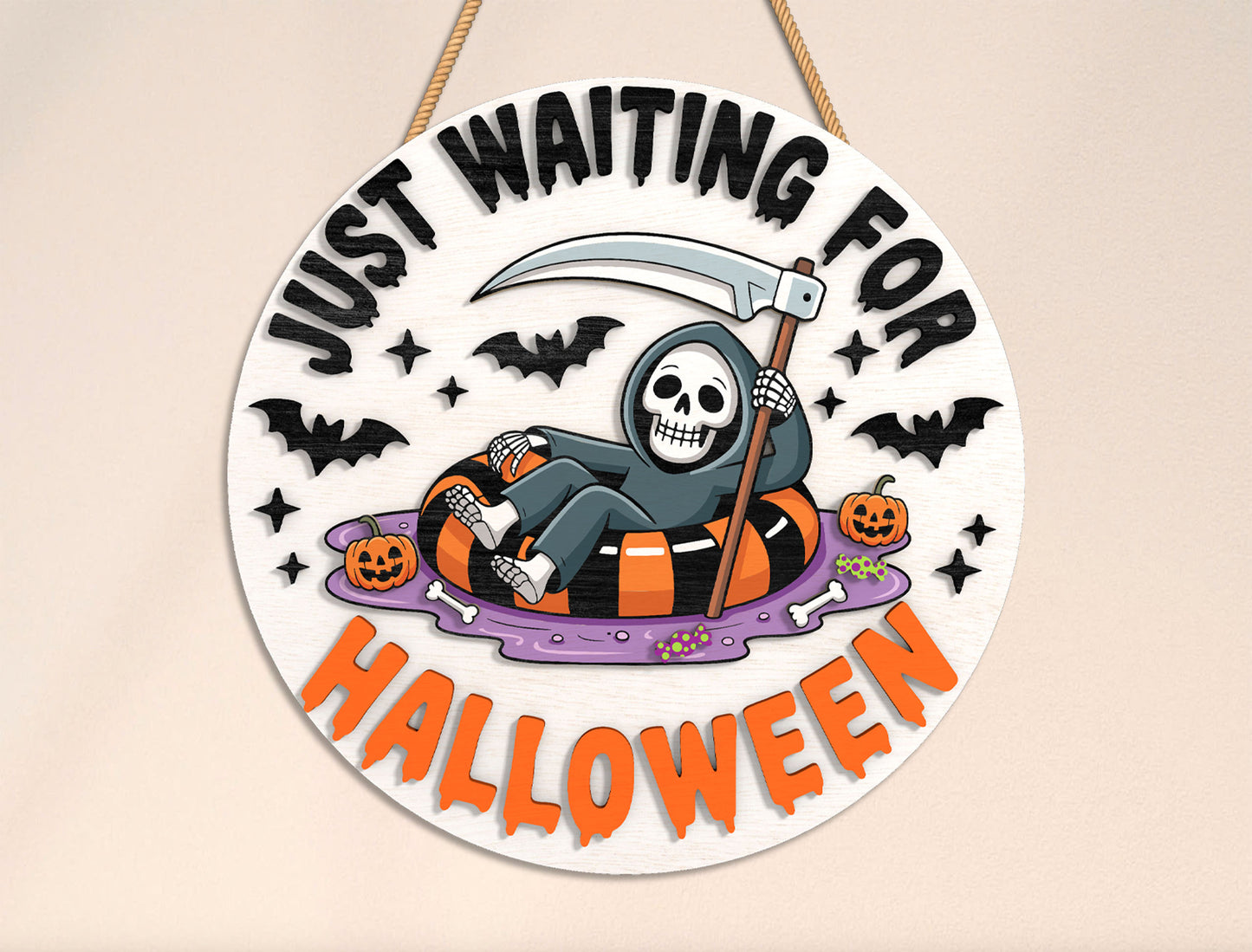 Skeleton Halloween Door Sign SVG Bundle for Glowforge xTool LightBurn 4 Designs