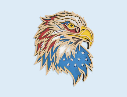 Patriotic Eagle Multilayer SVG Bundle Laser Cut File for Glowforge