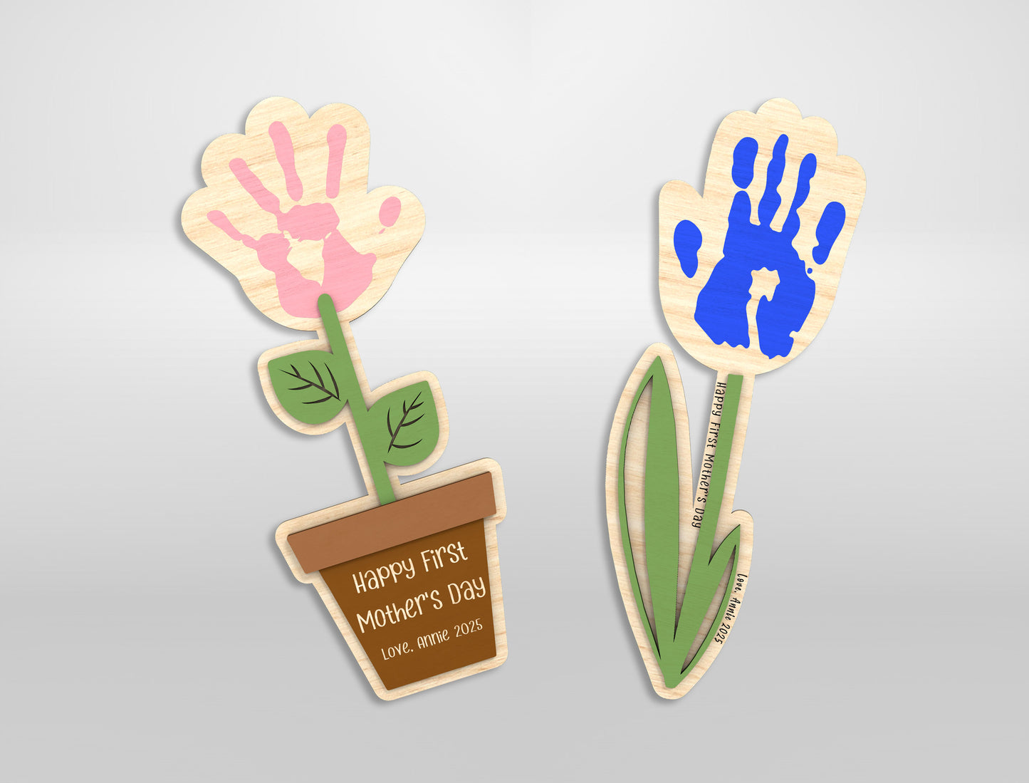 First Mother's Day Handprint Flower SVG Baby for Glowforge and xTool