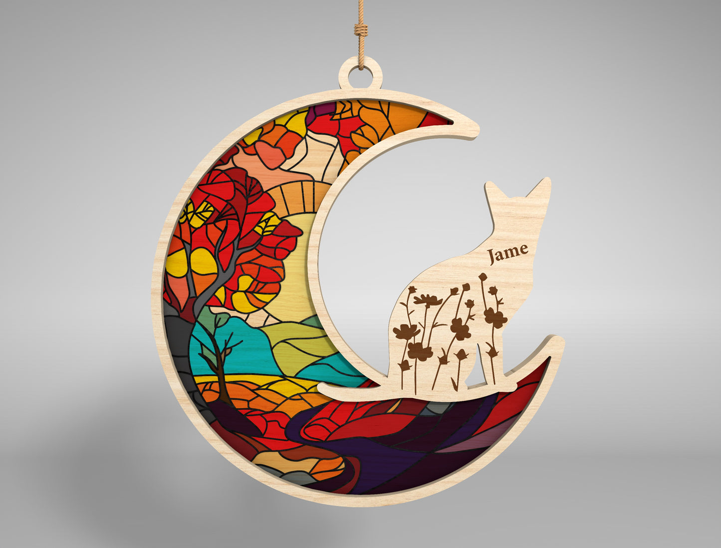 Personalized Cat Memorial Ornament SVG Laser Cut File for xTool and Glowforge