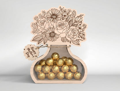Flower Vase Candy Holder SVG Bundle 3D Wooden Bouquet Gift Jar for Glowforge and xTool