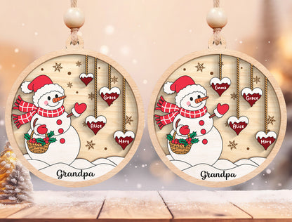 Grandpa's Heart Snowman Family Name Ornament SVG 4