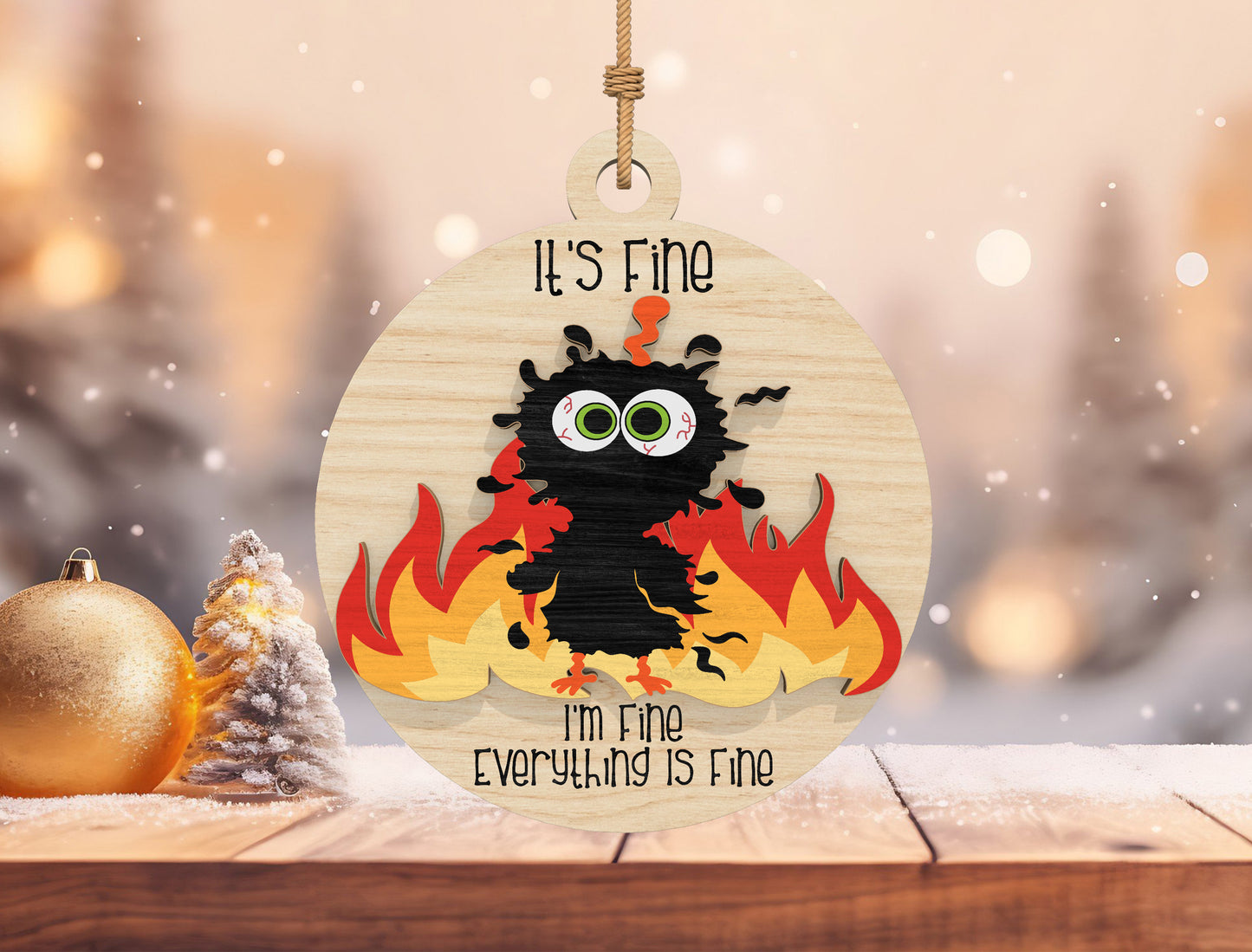 Funny Christmas Quote Round Ornament Laser Cut File | Ready to Cut | Glowforge, xTool, LightBurn, etc.