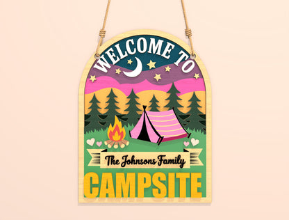 Personalized Pink Campsite Sign SVG Bundle for Glowforge Users
