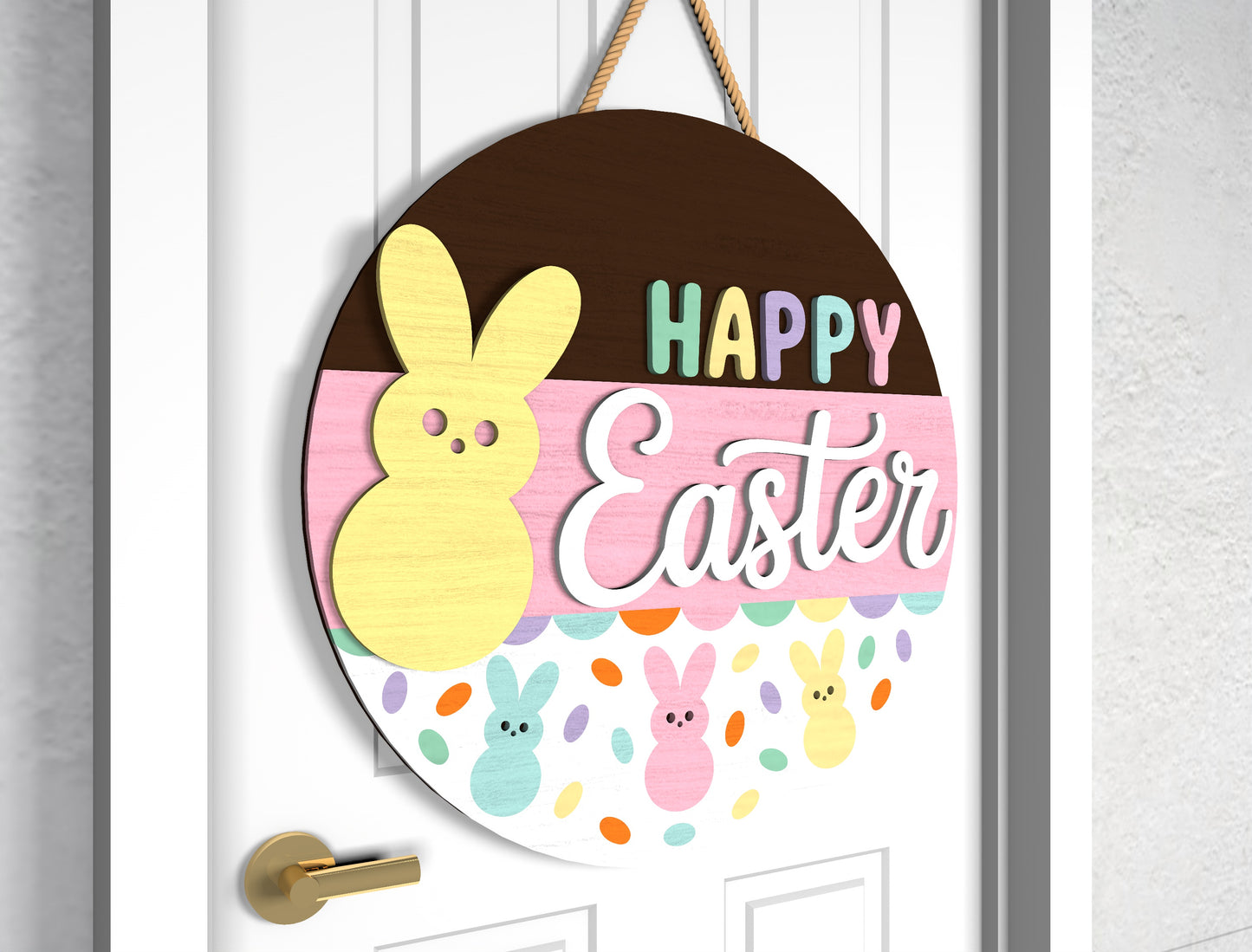 Happy Easter Bunny Door Sign SVG Doggie Kisses Pet Lover for LightBurn