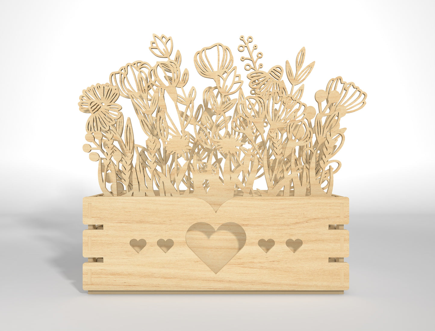 Wooden 3D Flower Pot SVG Floral Basket Decor for LightBurn and xTool
