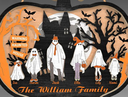 Personalized Halloween Ghost Family Pumpkin Sign SVG for Glowforge xTool