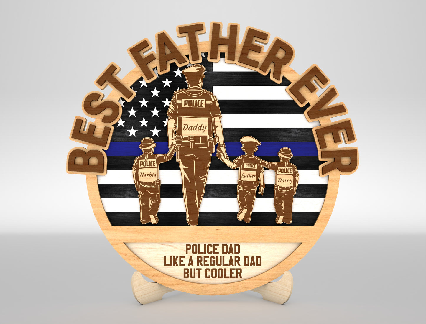 Best Dad Ever Police Sign SVG Laser Cut File for Glowforge and xTool