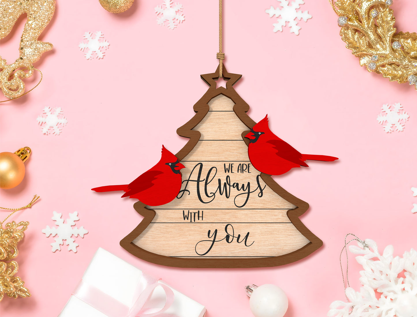 Cardinal Memorial Tree Ornament SVG Bundle Laser Cut File for Glowforge xTool LightBurn