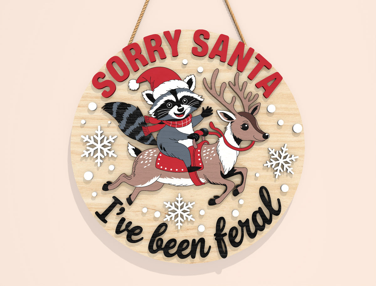Funny Tipsy Santa Round Door Sign SVG Bundle 4