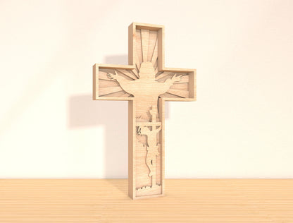Multilayer Cross SVG Bundle 7 Layer Jesus Crucifix 2 Designs for Glowforge