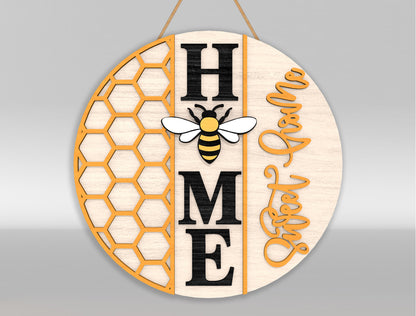 Bee Welcome Door Hanger SVG Bundle for Glowforge and xTool
