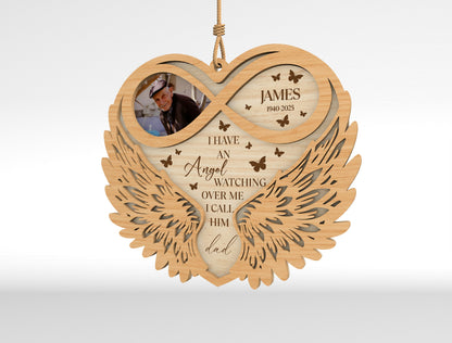 Memorial Angel Wings Ornament SVG In Loving Memory Photo Laser Cut File for LightBurn