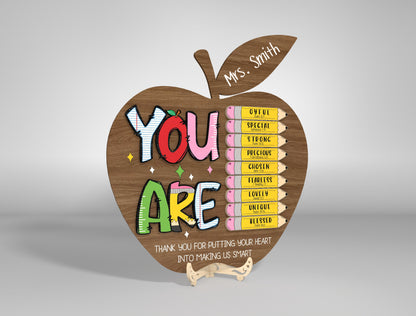 Teacher Appreciation Apple Standing Sign Laser Cut File SVG for LightBurn and Glowforge