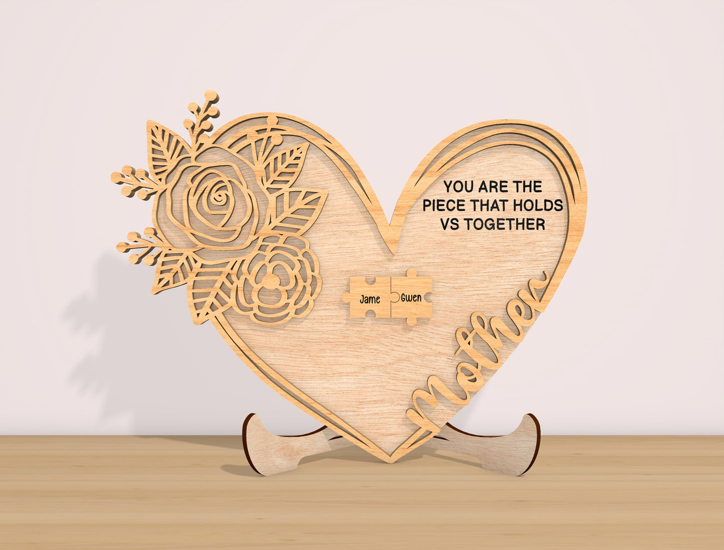Mom Rose Heart Sign SVG Bundle 5 Designs for LightBurn and xTool